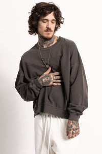 DROP SHOULDER PIMA COTTON CREWNECK SWEATSHIRT