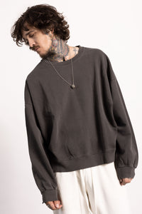 DROP SHOULDER PIMA COTTON CREWNECK SWEATSHIRT