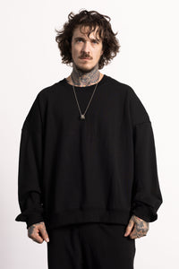 DROP SHOULDER PIMA COTTON CREWNECK SWEATSHIRT