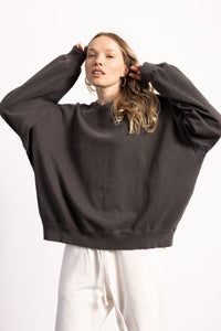 DROP SHOULDER PIMA COTTON CREWNECK SWEATSHIRT