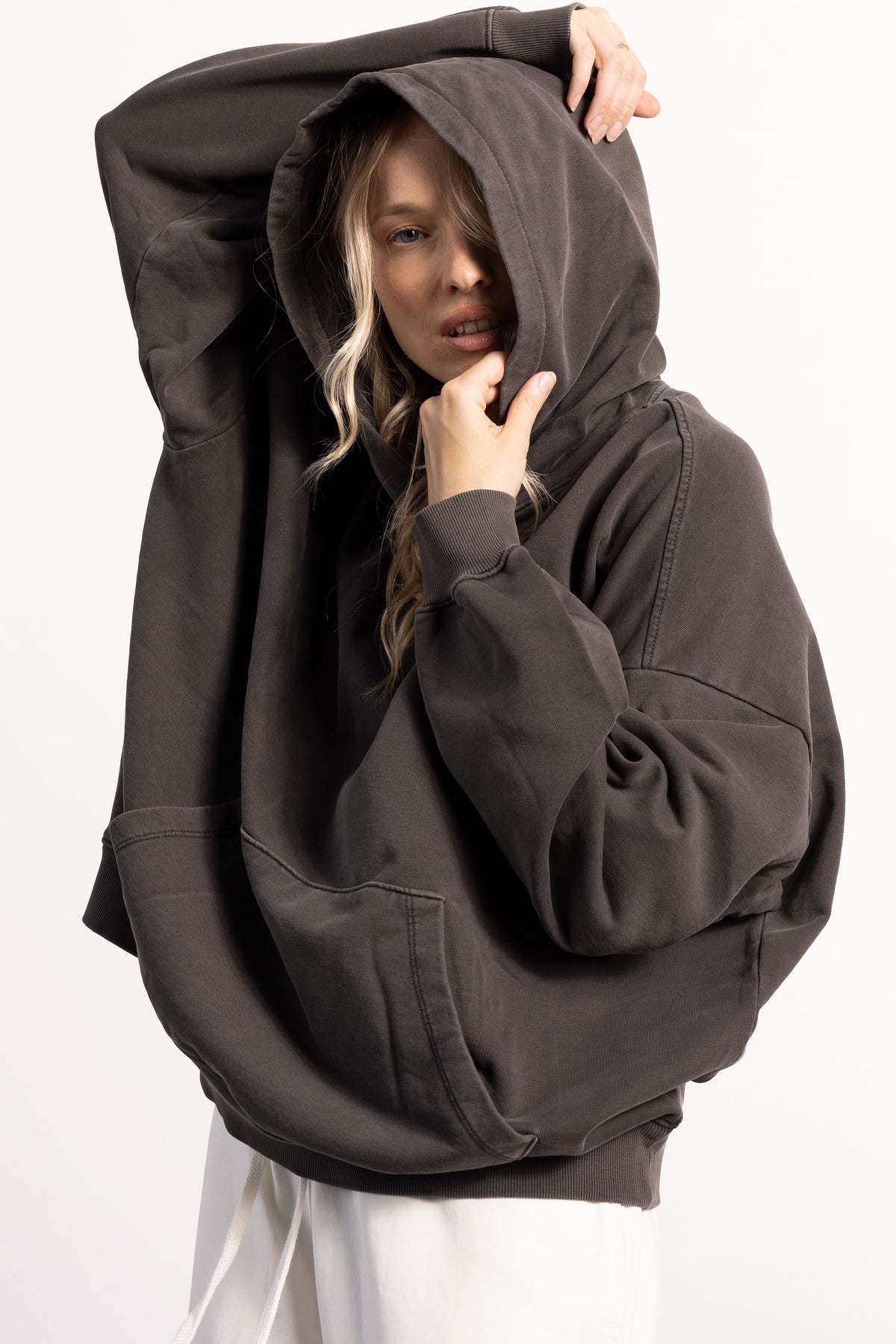 DROP SHOULDER PIMA COTTON HOODIE