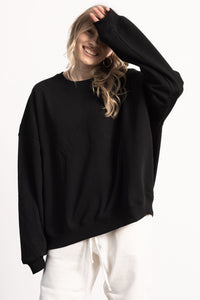 DROP SHOULDER PIMA COTTON CREWNECK SWEATSHIRT