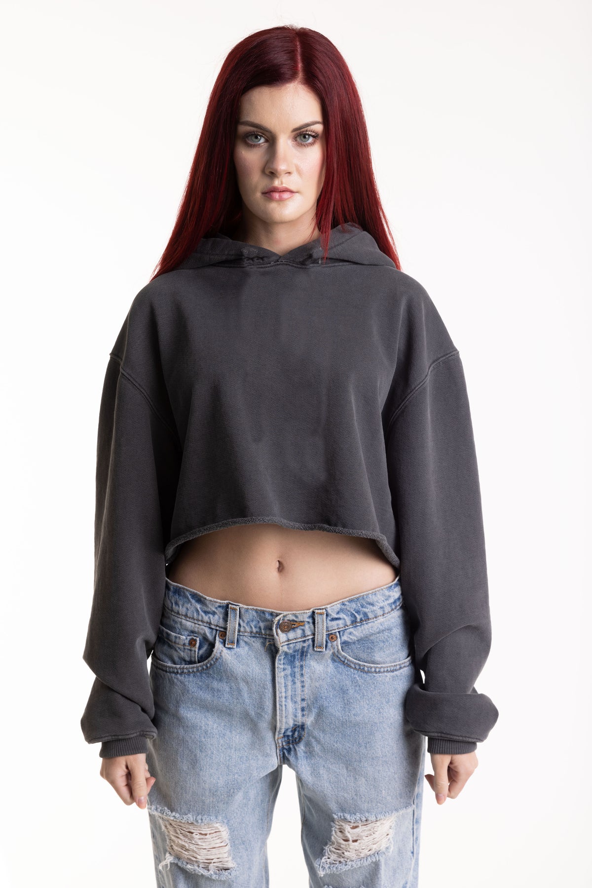 Cropped Hoodie Raw Edge- FACW1081