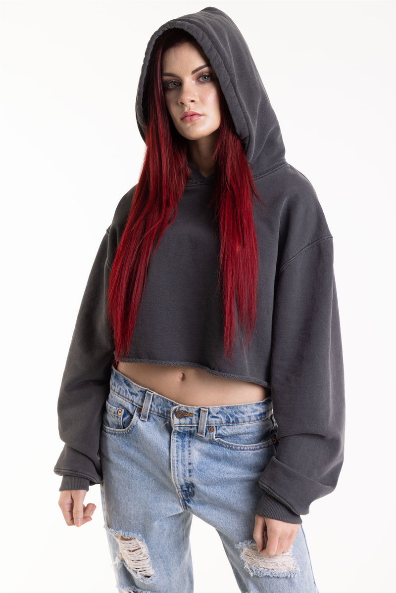 Cropped Hoodie Raw Edge- FACW1081