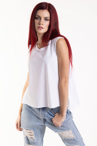 Women's Oversized Muscle Tee Raw Edges - APA1051